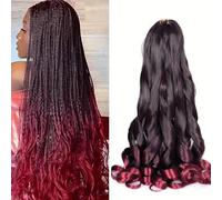 Locescsoc 24 Inch French Curls Braiding Hair 8 Packs Spanish Curly Braids Pre Stretched Loose Wave Soft French Curl Synthetic Braiding Hair Extensions for Women (1B/BUG, 24 Inch (Pack of 8))