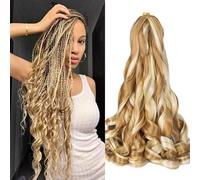 Locescsoc 24 Inch French Curls Braiding Hair 8 Packs Spanish Curly Braids Pre Stretched Loose Wave Soft French Curl Synthetic Braiding Hair Extensions for Women (27/613, 24 Inch (Pack of 8))