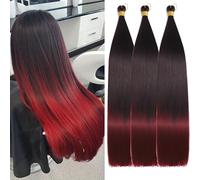 Locescsoc 24 Inch Straight Hair Extensions 150g 3 Packs Bone Straight Braiding Hair, Soft Synthetic Bundles Crochet Braids Hair Bundles for Braiding (Tbug#)