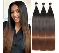 Locescsoc 24 Inch Straight Hair Extensions 150g 3 Packs Bone Straight Braiding Hair, Soft Synthetic Bundles Crochet Braids Hair Bundles for Braiding (1B/30#)