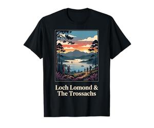 Loch Lomond Trossachs Escocia Senderismo Puesta de Sol Arte Camiseta