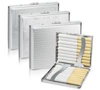 Lociban 3 PiezasPitillera, Pitilleras de Cuero Metálico, Pitillera de Acero Inoxidable, Caja De Cigarrillos de Metal, Capacidad para 20 Cigarrillos, Adecuada para Pantalones Camisa Bolso