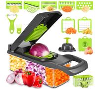 Lociban Mandolina de Cocina Profesional, 16 en 1 Cortador de Verdura, Picador de Verduras Multifuncional, para Cebolla Zanahorias Patatas