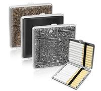 Lociban Pitillera, 3 Piezas Pitilleras de Cuero Metálico, Pitillera de Acero Inoxidable, Caja de Cigarrillos de Metal, Capacidad para 20 Cigarrillos, 10x10x2 Cm Adecuada para Pantalones Camisa Bolso
