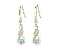 LOCIBLO Birthstone Dangle Earrings for Women 925 Sterling Silver White Gold Love Heart Pendant Stud Earrings Gemstone Jewellery for Her