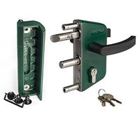 Locinox Cerradura para puerta de jardín Lakz P1 (carcasa de poliamida y mecanismo de acero inoxidable), con tope de poliamida SMKQF2 para puertas de jardín.