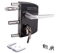 Locinox Cerradura Puerta LAKQ6060 U2, Tiefscharz Ral 9005 para 60 Hasta 80mm Rahmenprofile - Gartentorschloss, Flügeltorschloss, Caja de Cierre Con Cilindro para Desatornillar, Gartentürschloss
