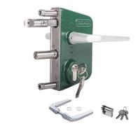 LOCINOX LAKQ4040 U2 - Cerradura para puerta de jardín, color verde musgo RAL 6005 para perfiles de marco de 40 a 60 mm, cerradura de puerta de jardín, cerradura de puerta batiente, cerradura con