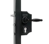 Locinox LAKY - Cerradura de puerta giratoria para puertas de joyería, con recubrimiento en polvo (RAL 9005, ancho del marco 50-60 mm)
