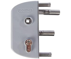 LOCINOX LAKZ4040P1L7040VCAP LAKZ4040 P1L - Cerradura de rejilla para tubo cuadrado de 40 mm (aluminio RAL7040), color plateado