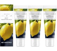 Loción corporal calmante de leche y limón; loción hidratante, refrescante, aromática y no grasa; efecto iluminador y aclarador; hidratación duradera.