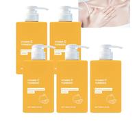 Loción corporal de cúrcuma y vitamina C, cuidado radiante e hidratante para el rostro y el cuerpo, crema reafirmante y calmante, cuidado ligero y no graso para el día a día (5 unidades)