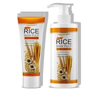 Loción corporal de pulpa cruda de arroz, piel sensible hidratante, con extractos de arroz, loción corporal y limpiador facial, no grasoso y no pegajoso