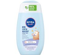 NIVEA Loción para bebés de buenas noches, loción corporal para bebés que cuida la delicada piel del bebé con aceite de almendras, vitaminas E, C y B5, loción vegana para bebés con fórmula