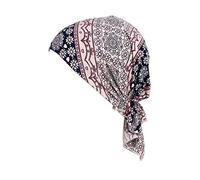 Locisne Bufanda de cabeza pre-impresa estampada para mujer Sombrero de cabeza de turbante Chemo Beanie Headwear para cáncer, quimioterapia, pérdida de cabello (Flor rosa triturada)