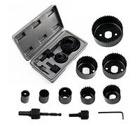 Locisne Hole Saw Set 11 Pieces 3/4" - 2-1/2" Hole Saw Kit with Hex Key and Mandrels for Wood, PVC Board, Plastic Plate Drilling