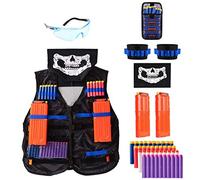 Locisne Kids Jungle Camouflage Tactical Vest Jacket Kit para Toy Gun N-Strike Elite Series(con 40 Dardos de Espuma+Gafas+máscara+2 Clip Recarga rápida+2 Pulsera de 8 Dardos+Bolsa Dardos)