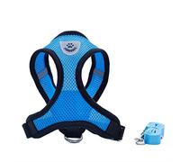 Locisne Tela de malla chaleco para perros Arnés suave ajustable cómodo | El plomo en el pecho del animal doméstico caminar con correa con clip (azul, Medio)