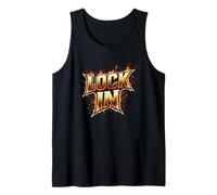 Lock In Motivational Fire Typography Gym Discipline Mindset Camiseta sin Mangas