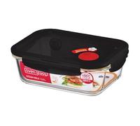 LOCK & LOCK Recipiente hermético de cristal apto para microondas - Oven Glass - Fuente rectangular con tapa para horno, microondas y congelador, 2 litros