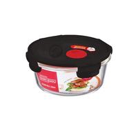 LOCK & LOCK Recipiente hermético de cristal apto para microondas - Oven Glass - para horno, microondas y congelación - Vajilla redonda con tapa, 650 ml