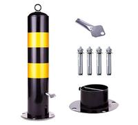 Lockable Detachable Parking Bollard - Heavy Duty Traffic Barricade Post with Reflective Strips & Chain (55/65/75cm)(H75cm 1pc)
