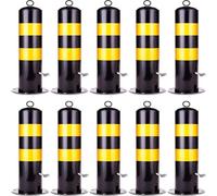 Lockable Detachable Parking Bollard - Heavy Duty Traffic Barricade Post with Reflective Strips & Chain (55/65/75cm)(H65cm 10pc)
