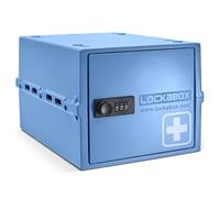 Lockabox One™ | Caja de almacenamiento premium con cerradura | Caja con cerradura de combinación de 10 litros para alimentos, medicinas y seguridad en el hogar | Seguro para BPA (Azul Medico)