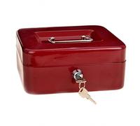 Lockdown Caja de Seguridad para Dinero en Efectivo 20 x 16 x 9 cm con Bandeja para Monedas Interno. Incluye Dos Llaves - Color Rojo