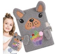 Locked Diary - Diario secreto de peluche - Diaries with Lock and Key | Portable Cute Plush Dog Journal | Multifunctional Lock Diaries with Key | Lockable Plushes Dog Secret Notebook for Girls Boys