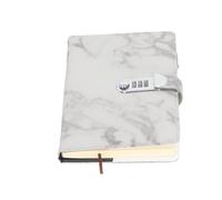 Locked Notebook with Password Security Waterproof PU Leather Cover Beige Eye Care Paper Ribbon Bookmark Multifunctional Design for Office School Journaling Work Notes Gray