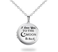 Locket Necklace for Women that Holds Pictures| Round Photo Locket for Girls | I Love you to the Moon and Back Nice Gifts for Mom