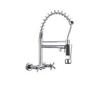 LOCKLGFMCZ Grifo de cocina cromado for resorte, rotación 360 grados, rociador manual extraíble for hebilla, grifos, mezcladores agua fría y caliente montados en la pared Grifo de cocina(Chrome)