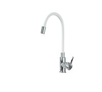 LOCKLGFMCZ Grifo de cocina for cuello flexible y curva negra, rotación 360°, mezclador agua fría caliente, for baño Grifo de cocina(Chrome Whitre Pice)