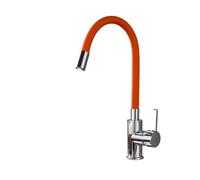 LOCKLGFMCZ Grifo de cocina for cuello flexible y tubo naranja, cromado, universal, mezclador agua caliente fría, for baño, montado en cubierta Grifo de cocina(Orange Pipe)