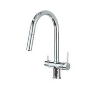 LOCKLGFMCZ Grifo de cocina for filtro agua pura, extraíble, flexible, acero inoxidable, for doble manija, mezclador fría y caliente 2 en 1 Grifo de cocina(Chrome Faucet)