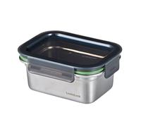 LocknLock 2 recipientes para alimentos de acero inoxidable, rectangular, 500 ml, recipiente hermético con tapa, apto para microondas y lavavajillas, 14,6 x 10,7 x 6,8 cm, plateado