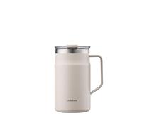 LocknLock Metro Mug Premium - Taza de acero inoxidable 18/8 con doble pared aislada con asa, perfecta para mesa con tapa, marfil, 20 onzas