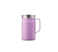 LocknLock Metro Mug Premium - Taza de acero inoxidable 18/8 con doble pared aislada con asa, perfecta para mesa con tapa, color lavanda, 20 onzas