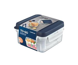 LocknLock TO GO Fiambrera con inserto para sándwich, bandeja para cubiertos, cubiertos y vaso para salsa, 1,2 L, 100% hermética e impermeable, apta para lavavajillas y microondas, sin BPA