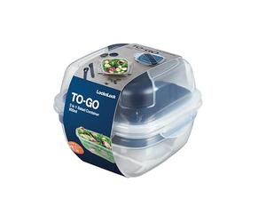 LocknLock TO GO Salad Bowl con bandeja para tope, vaso para salsa y cubiertos, 950 ml, 100% hermético, apto para lavavajillas y microondas, sin bisfenol A, ensaladera para llevar