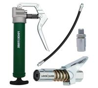 LockNLube Mini Kit de Pistola de Grasa. Incluye Nuestro acoplador de Grasa Patentado (bloquea, se Mantiene Encendido, no gotea!) Además de una Manguera de 12 y Manguera giratoria en línea.