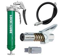 LockNLube Pistola de engrase de agarre de pistola resistente. Incluye nuestro acoplador de grasa patentado LockNLube® (se bloquea, se mantiene encendido, no gotea). Además de una manguera de alta
