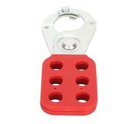 Lockout Hasp con 6 Agujeros, Acero y Mango Aislante Rojo - Seguridad Industrial en Mantenimiento, Bloqueo Múltiple para Gestión de Paradas