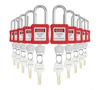 Lockout/Tagout (LOTO) Candado de seguridad con viga de acero, cuerpo de nailon inoxidable, paquete de 10, múltiples llaves, etiqueta reescribible, -57 °C a 177 °C