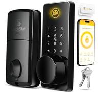 LOCKSTAR® Cerradura de puerta inteligente • Cerrojo de seguridad sin llave • Múltiples métodos de entrada - APP • ID táctil de huellas dactilares • Código de teclado • FOB • Llave tradicional •