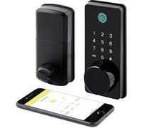 LOCKSTAR® Cerradura de puerta inteligente • Cerrojo de seguridad sin llave • Múltiples métodos de entrada - APP • ID táctil de huellas dactilares • Código de teclado • FOB • Llave tradicional •
