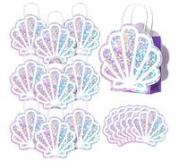 Locmeo Paquete de 12 bolsas de regalo de concha de sirena, bolsas de regalo iridiscentes de sirena bajo el mar, fiesta, verano, playa, fiesta, celebración, decoraciones temáticas del océano, regalos