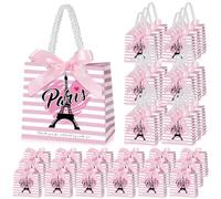 Locmeo Paris Party Favors - Bolsa de regalo de la Torre Eiffel, bolsas de regalo con asas, bolsa de dulces franceses con cinta de lazo, decoración de fiesta de París, dulces 16 recuerdos de fiesta de