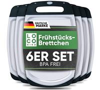 Loco Bird Juego de 6 Platos de Desayuno de Plástico Libre BPA - 22x14cm - Apto para lavavajillas - Tablas de cortar con mango antideslizante - Plato - Plato de desayuno antibacteriano